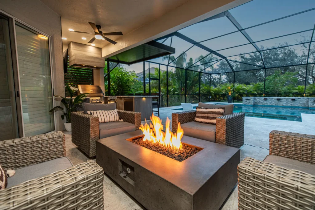 Outdoor Kitchen with Fire Pit